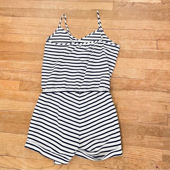 J. Crew black white striped sleeveless romper size extra small XS b21 - Picture 5 of 5